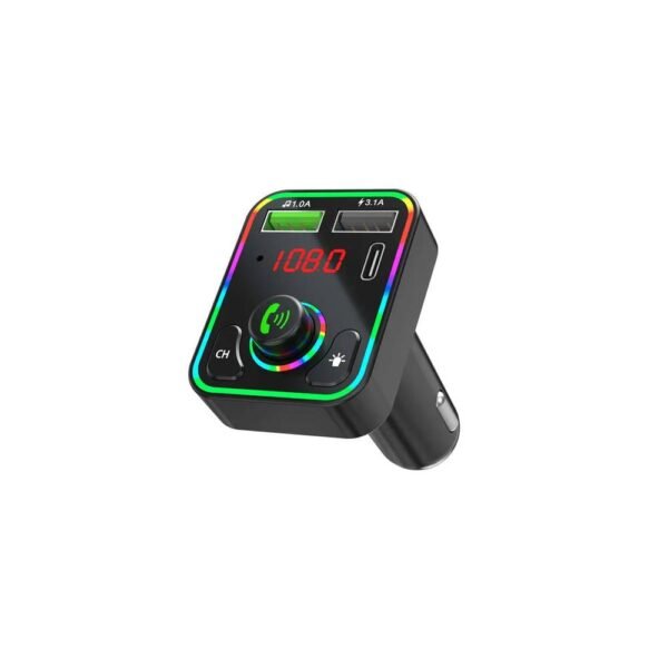 F3 سيارة FM الارسال الملونة جو التنفس مصباح مشغل MP3 شاحن